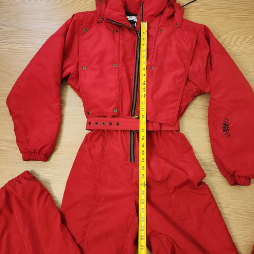 Vintage Nils High Neck Solid Red Winter Ski Snow Suit Womens 8 Quilted Belted - Picture 9 of 24