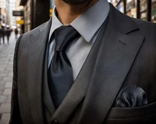 SHLAX&WING Solid Color Black Neckties for Men Classic Tie New