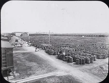 1912, Thousands of Rosin Barrels, Savannah, Georgia, Magic Lantern Glass Slide