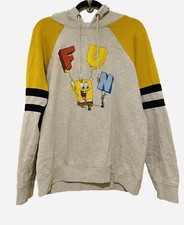 SpongeBob SquarePants Hoodie FUN Yellow Gray Pullover Nickelodeon Small Plankton
