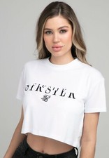 Image of SikSilk Womens White Division Crop Tee UK10 Small