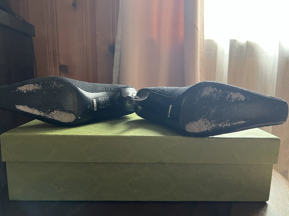 GUCCI Mujer Negro Brillo GG Jersey Tejido Botines 8 38 Foto 3 de 3