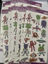 Lot of 12 Sticko ALIEN CHARACTERS puffy stickers~BNIP~Nice