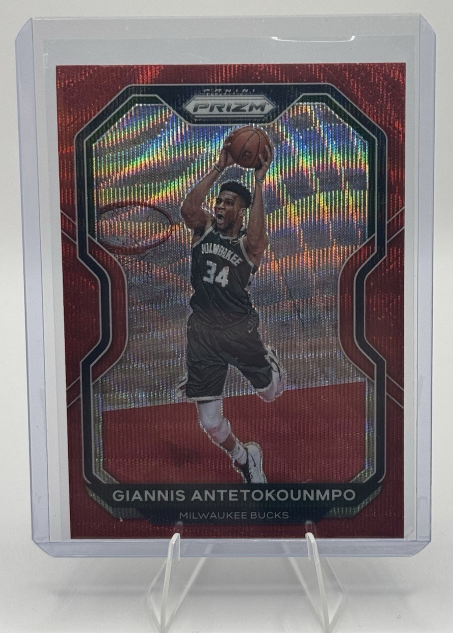 Giannis Antetokounmpo 2020-21 Panini Prizm -Ruby Wave Prizm Card# 111