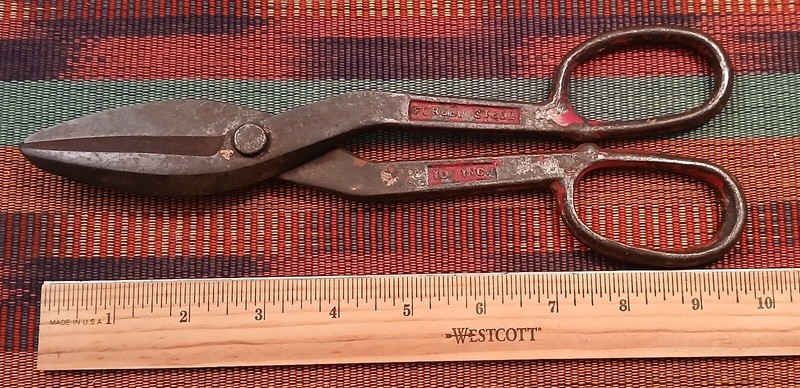 Vintage Forged Steel Tin Snips Scissors Metal Shears 10" inch