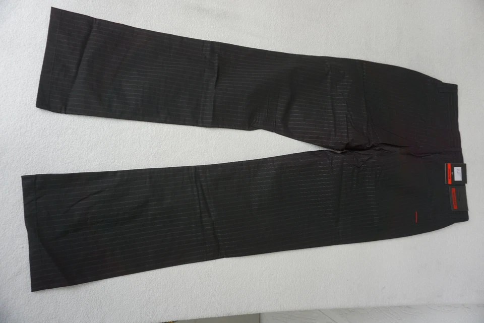 Signum Denver Hombre Confort Fit Pantalón Rayas 32/32 W32 L32 Fino Negro Nuevo - Imagen 2 de 4