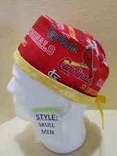 Saint Louis Cardinals words MLB Men's Skull/Chemo Surgical Scrub Hat/Cap