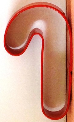 RED Metal CANDY CANE Cookie Cutter 3''  x 1.75''  x 1''  deep