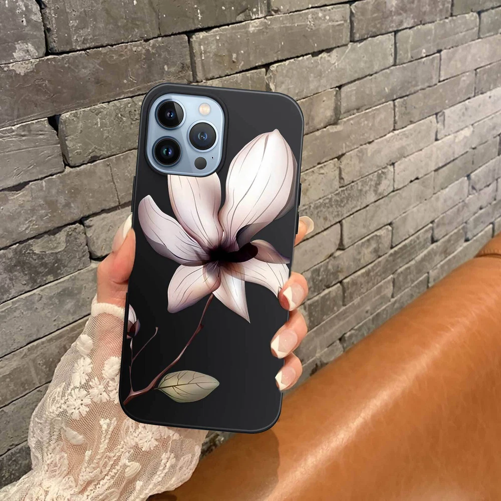 Phone Case For Apple iPhone 14 Pro Max 13 12 15 Flower Lace Protective TPU Cover