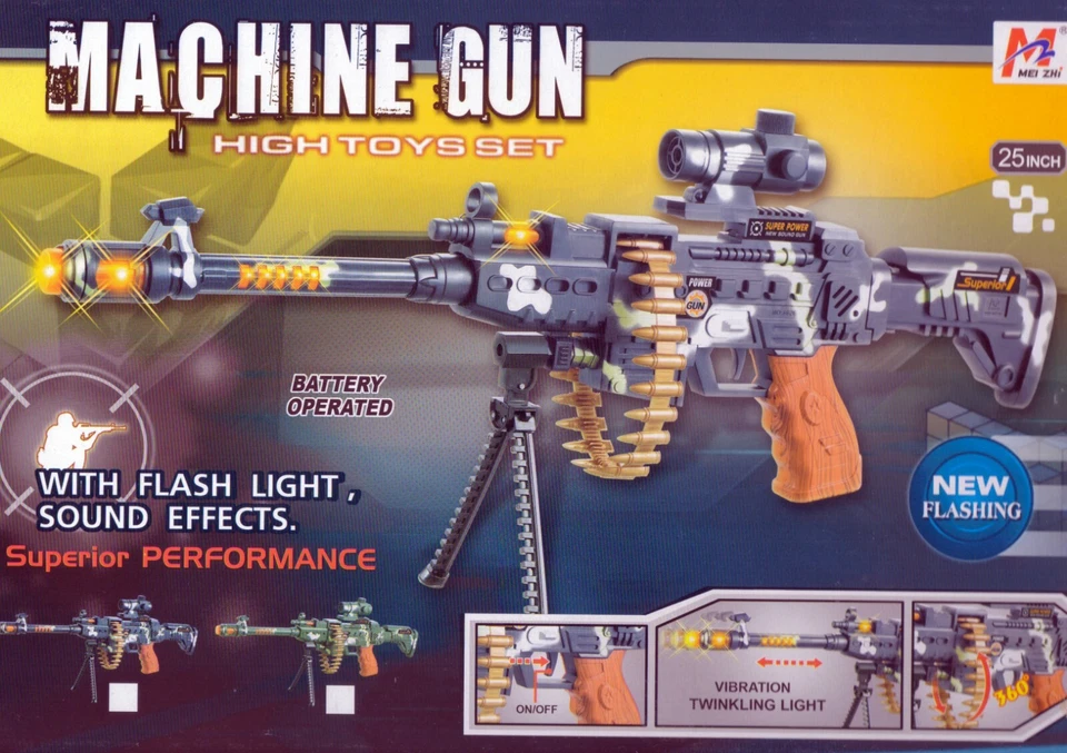 Ametralladora de juguete a batería - Efectos de sonido, mira telescópica y balas de juguete (marines) Foto 3 de 4