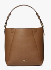 NWT Michael Kors Lucy - Medium Leather Hobo Bag Luggage Brown
