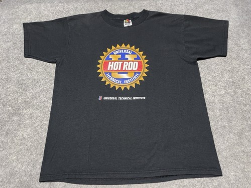 VTG Universal Technical Institute UTI HOT ROD Shirt Black Lrg FOTL Sponsor Y2K