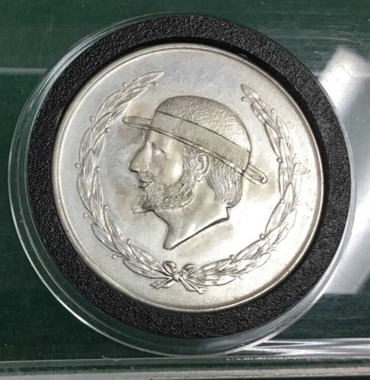 1952-Mo. ORIGINAL HAND CARVED HOBO NICKEL STYLE SILVER CINCO PESOS by Don Wolfe