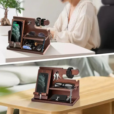 1pc Gift For Men Nightstand Organizer Wood Docking Station Christmas Stocking St