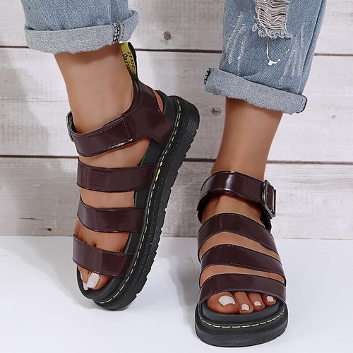 Women's Platform Sandals Chunky Heel Thick Sole Strappy Block Shoes Summer  Flats | eBay