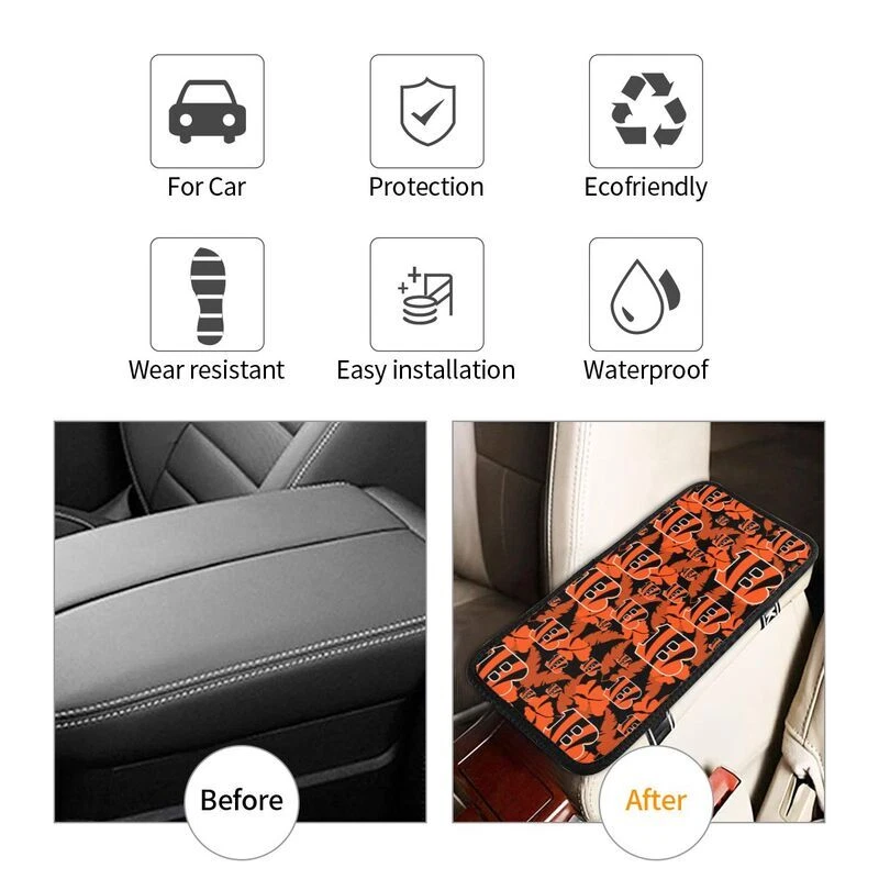 Cincinnati Bengals Car Armrest Cushion Hawaiian Print Auto Car Box Cover Pad