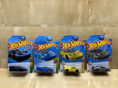 Hot Wheels Bugatti Lot 94 EB110 SS Yellow Blue Silver 2023 Bolide Black Exotics