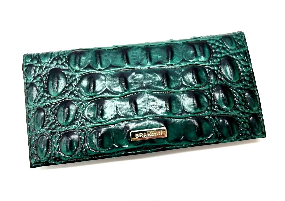 NWT Brahmin Leather Cordelia Checkbook Cover with Pen, Emerald Green (#3) |  eBay