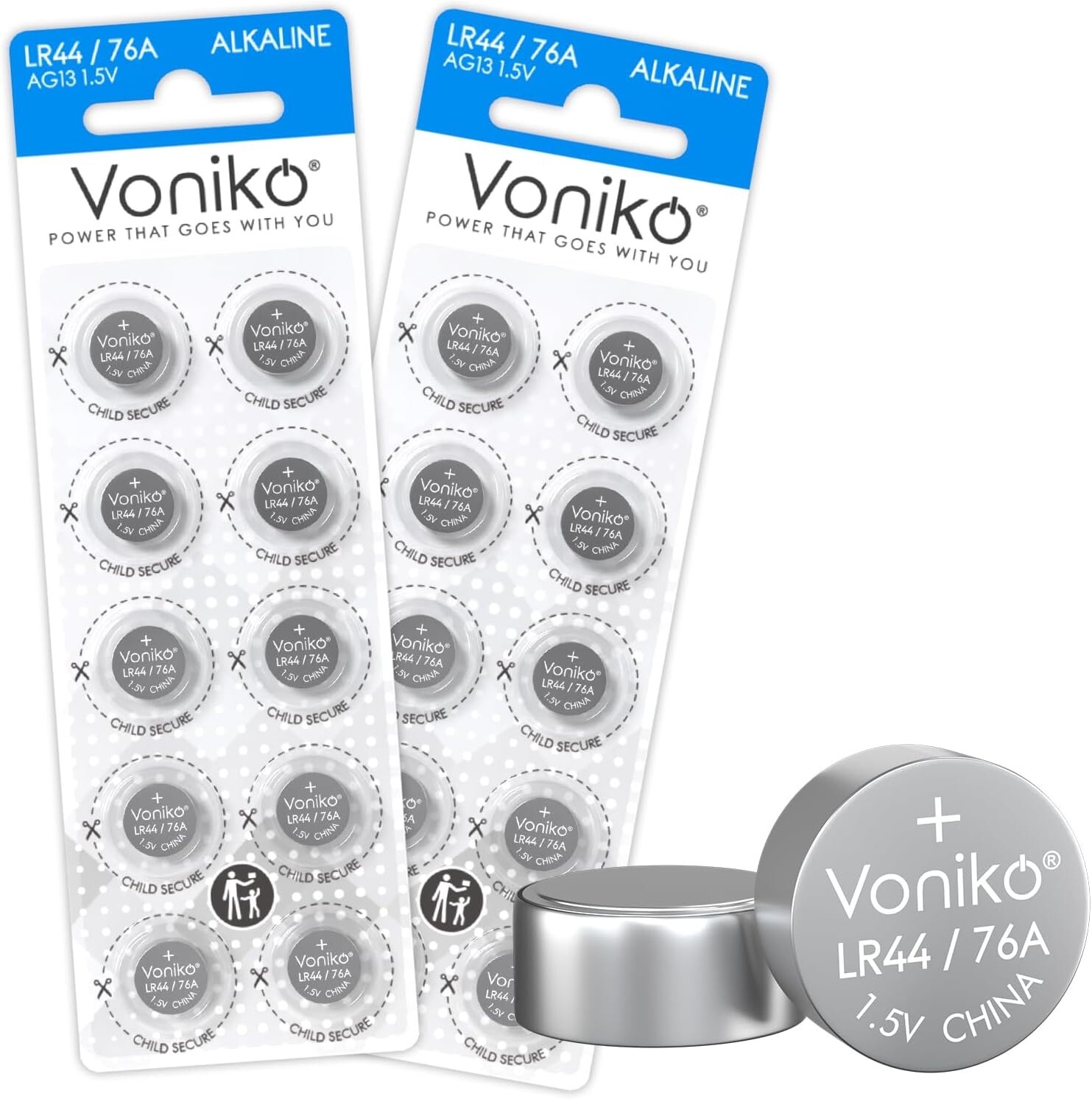 20-Pack Ultra Power Premium Alkaline 1.5V LR44 Button Cell Batteries-image