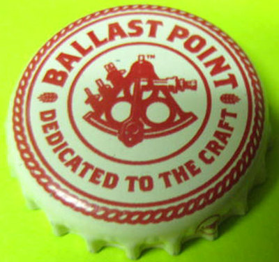 BALLAST POINT BREWING red & white beer CROWN, Bottle CAP w/ Sextant, CALIFORNIA