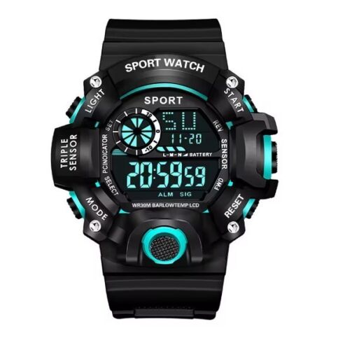 YIKAZE Men's LED Digital Watch Blk with Wht Dial Sport, Fitness, Multi Function - Picture 13 of 14