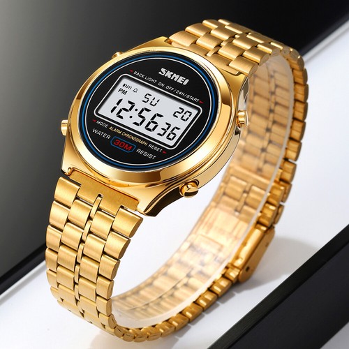 Orologio Digitale Uomo Affari Uomo Quadrante Rotondo Cinturino Acciaio Inox Orologio Skmei - Foto 4 di 19