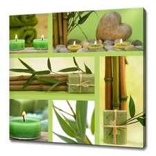 Collage Of Green Bamboo Candles Soap Bathroom Zen Spa Modern Design Canvas Print