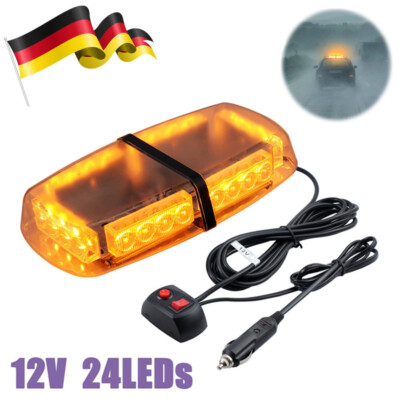 24LED 12V Rundumleuchte Magnet Strobe Licht Warnleuchte Notfall Lampe Auto KFZ