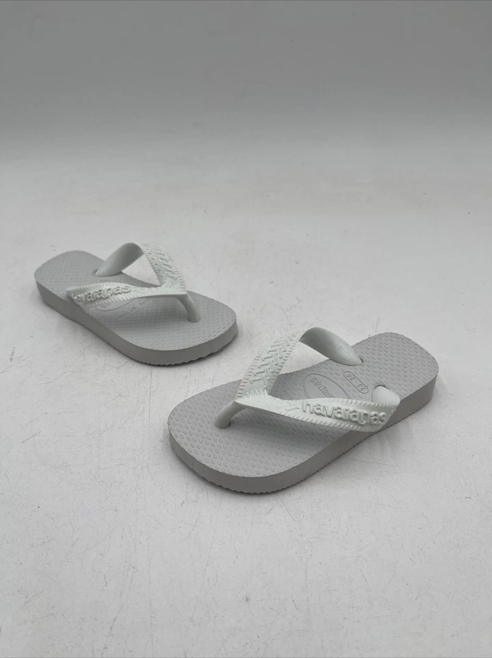 婴儿 Havaianas TOP 白色露趾拖鞋凉鞋 9C 码 — 第 3/4 张图片