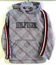 Tommy Hilfiger Embroidered Spellout Logo Glen Plaid Kids Hoodie Sweatshirt 6 