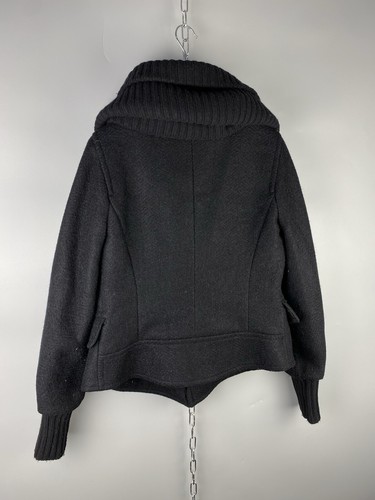 Max Mara Womens Luxury Alpaca Wool High Neck Black Pea Coat Jacket Sz US 6 / S - Picture 12 of 18