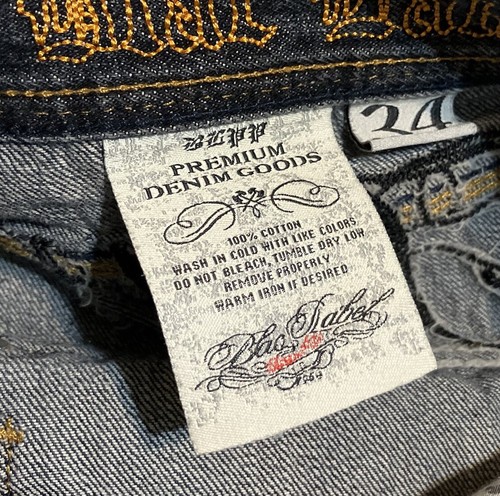 Vintage Y2K Blac Label Jeans Skull Embroidered Size 34 Skater Hip Hop - Picture 3 of 14