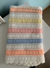 Beautiful Hand Crocheted Multicolor Pastel Baby Blanket 30  X 36  Girl Or Boy