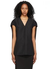 RICK OWENS Womens Black Crepe Island Tank Top...
