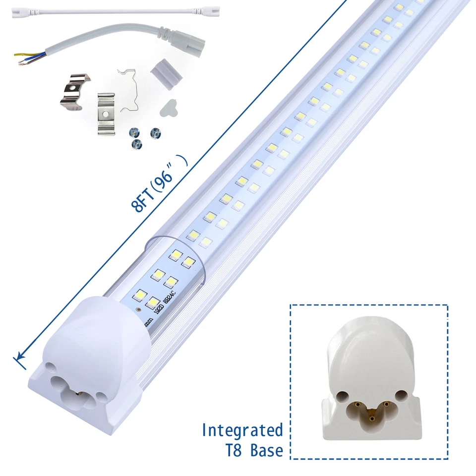 T8 8ft Linkable LED Shop Light Fixture, 8 Foot 8' Warehouse LED Strip Light Bulb - Image 4 of 4