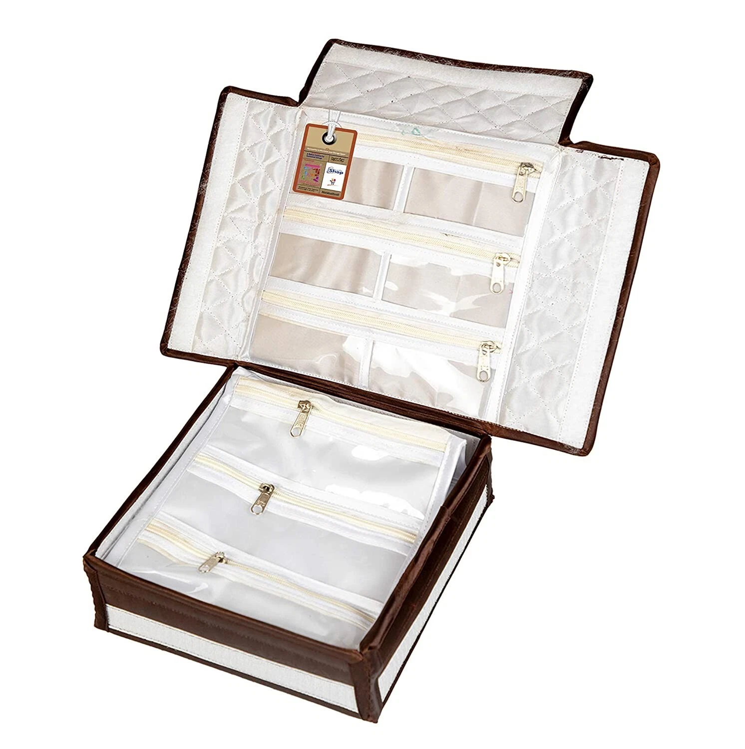 Satin Makeup Jewelry Organizer Locker Box for Necklaces Earring Ring Travel Bag