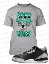 Young Fresh and Fly Pro Club Shaka Tee to Match J3 Green Glow Sneaker Hip Hop T