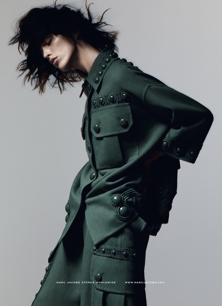 Marc Jacobs Runway Spring 2015 Green Wool Belted Embellished