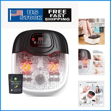 Epsom Salt Foot Spa Bath with Bubbles & 8 Massage Rollers for Stress Relief