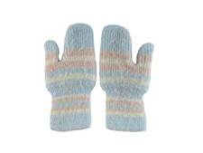 Vintage 1960s Toddler Knit Mittens Pastel Blue Pink White Stripes