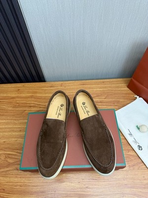 LORO PIANA Men's Dark Brown Suede Summer Walk Loafers Shoes| EU42
