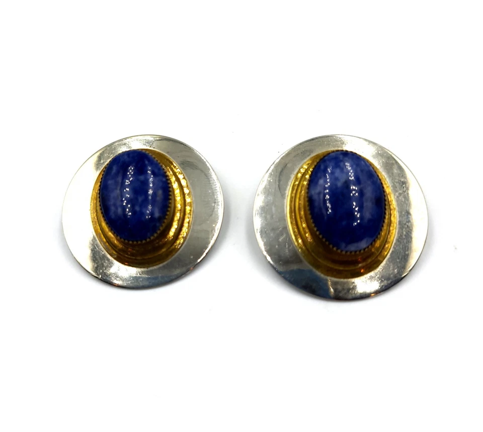 Винтажные подписанные серьги-клипсы DIZAN Diane Blotner с лазуритом юго-западное богемное дерево  - Изображение 2 из 4