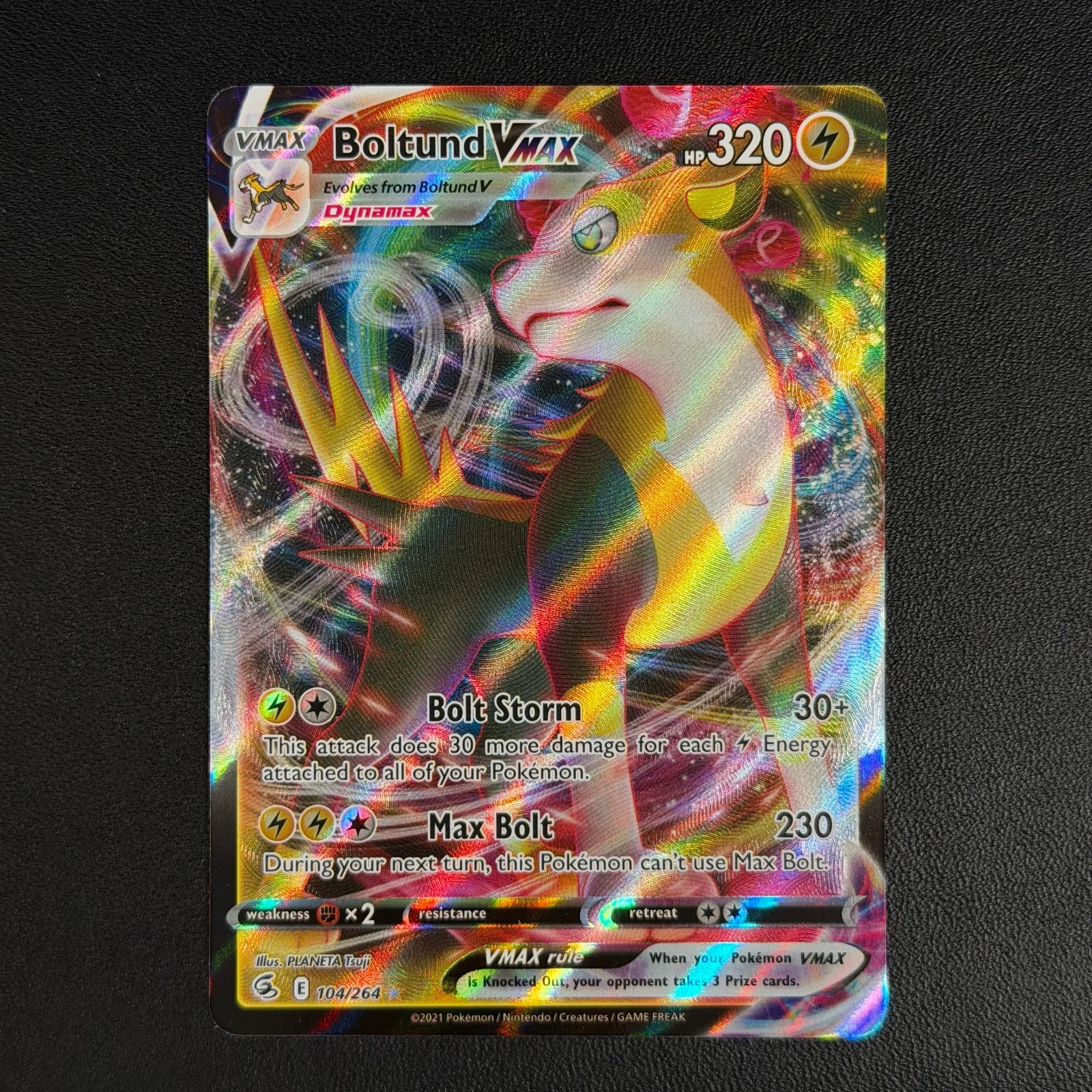 Boltund VMAX 104/264 FST Fusion Strike Holo Rare VMAX Pokemon Card NM