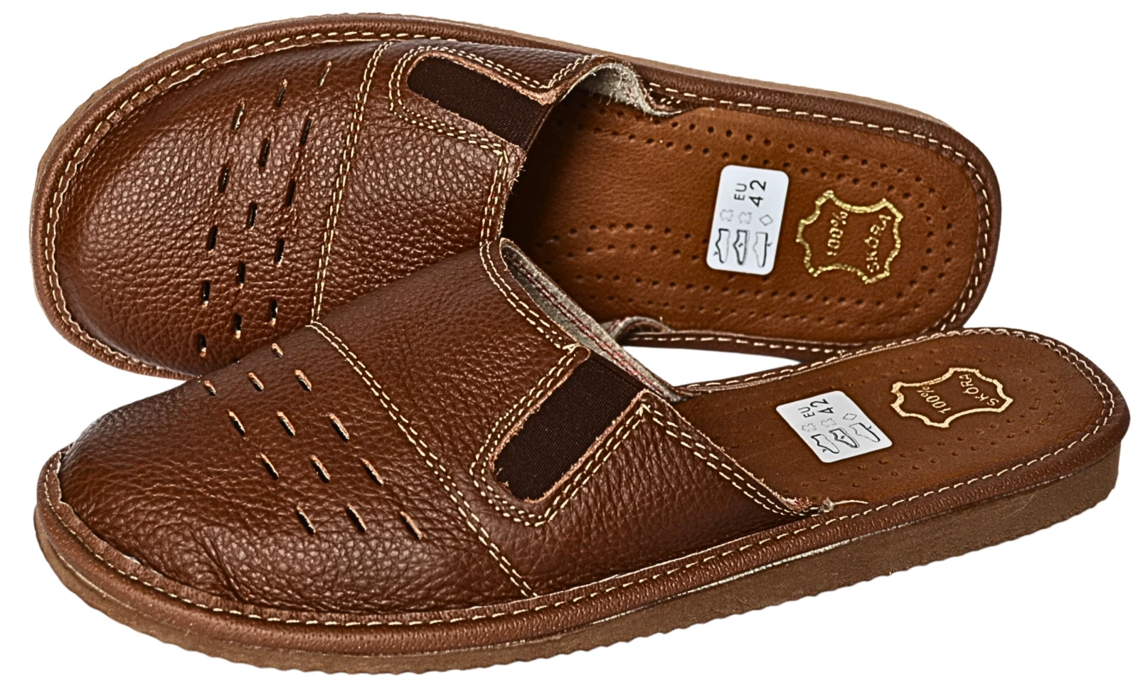 Men's Natural Leather Slippers Handmade House Slip on Shoes Soft Indoor Mules
Opens in a new window