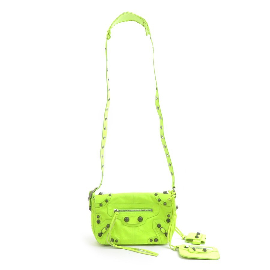 Auth BALENCIAGA Le Cagole XS Shoulder Bag Neon Yellow Leather/Metal - 90289k