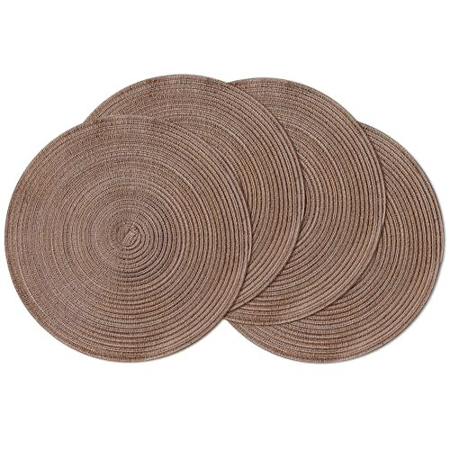 Round Placemats Heat and Slip Resistant Cotton Table Mats, Washable Bohemian - Picture 1 of 7
