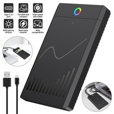 USB 3.1 Type-C 2.5" SATA SSD HDD Enclosure RGB Light External Hard Drive Case