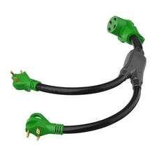 RVGUARD RV Y Adapter Cord with Handle Two 30 Amp TT-30 Male Plug to 50 Amp 14...