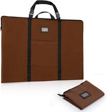 Large Size Art Portfolio Bag with Nylon Shoulder, 24 X 36 Inches Light Coffee