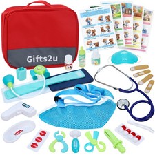 Gifts2U Kids First-Aid Kit Toy, 28-Piece Pretend Play child-size, White, Red